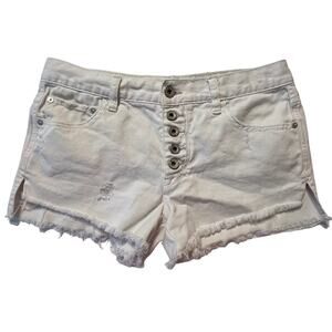 Free People White Button Fly Distressed Cutoff Shorts Size 26